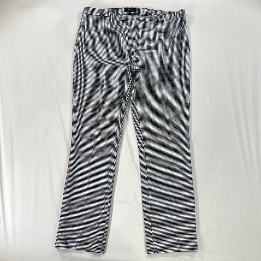 Theory Black and White Checkered Ankle Pants